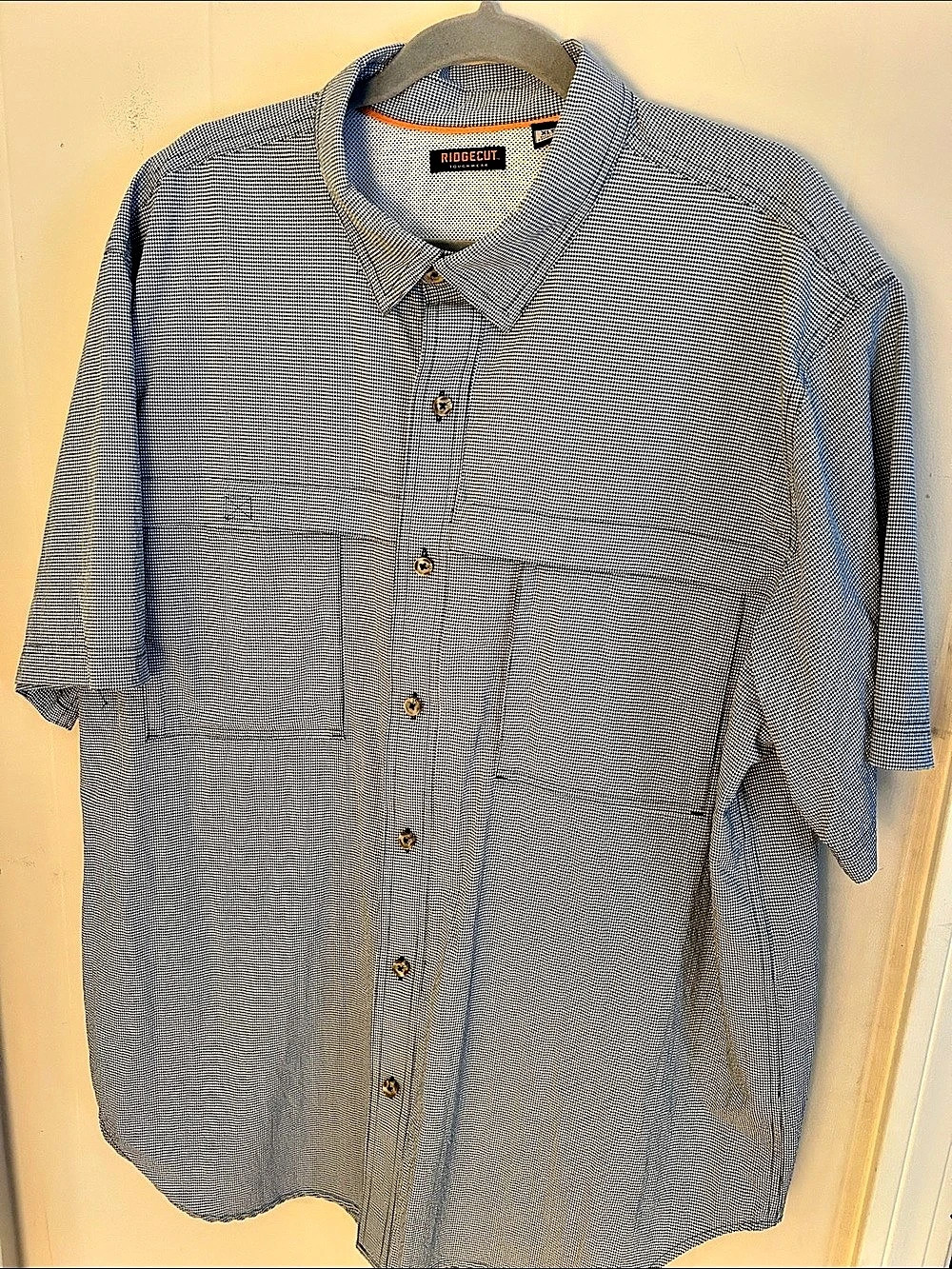 Ridgecut Checkered Short Sleeve Shirt in Blue & White Size XLT